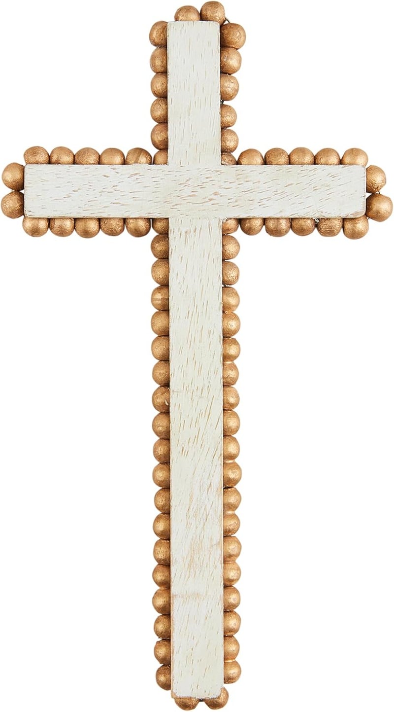 MudPie Gold Beaded Cross Sitter, Medium, 9" x 4 1/2" - Image 1